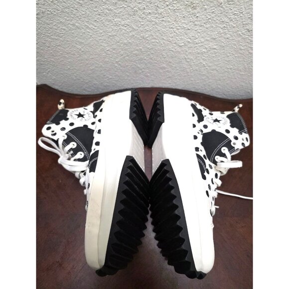 Converse Polka Dot Platform High-Top Sneakers White & Black Canvas Unisex Size 1 - Picture 7 of 15